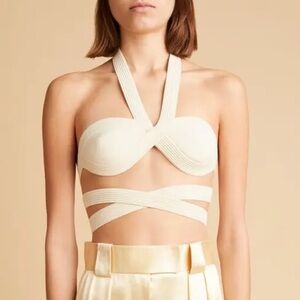 NWT KHAITE Rooke Halter Neck Bralette Top Ivory